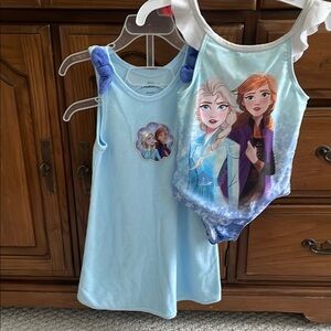 Frozen Themed Girls' Dress and Swimsuit Set
Bonus- extra bathing suit